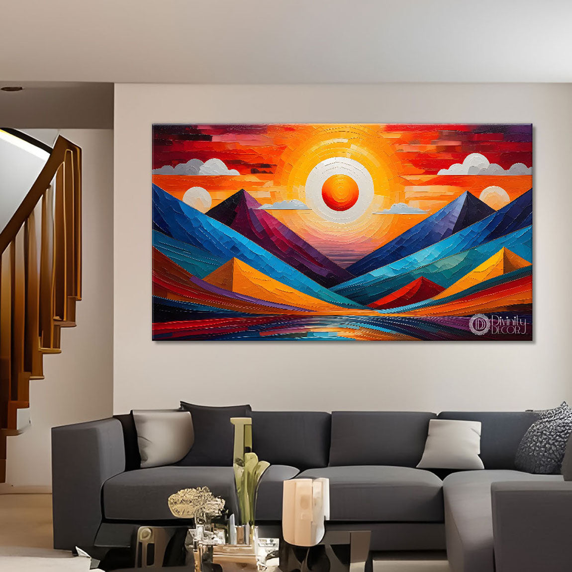 Mountains in texture modern art Canvas Painting - Design - Modern-L-433