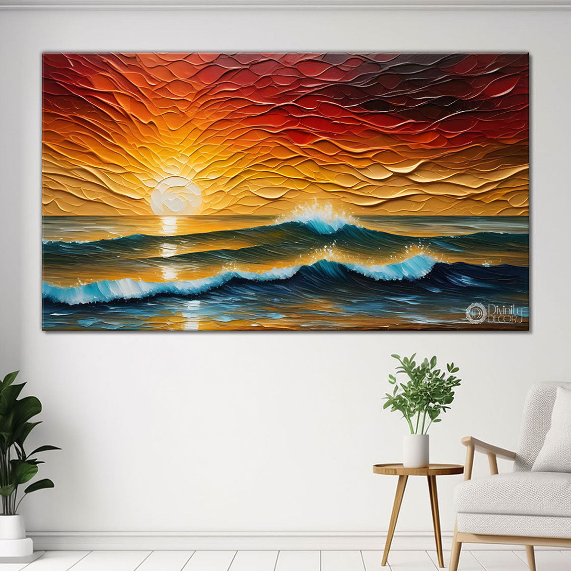 Sunset with the sea painting Canvas Painting - Nature Art -434