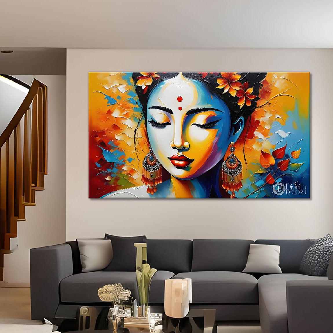 Tribal lady face modern art Canvas Painting - Design - Modern-L-438