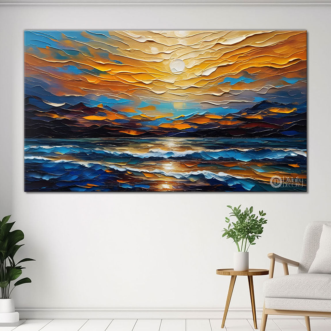 Sunrise textured painting Canvas Painting - Nature Art -443