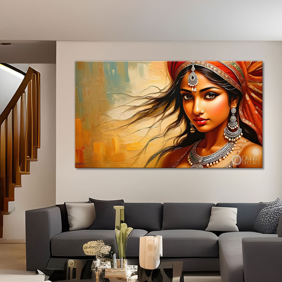 Beauty in brown lady textured modern art Canvas Painting - Design - Modern-L-444