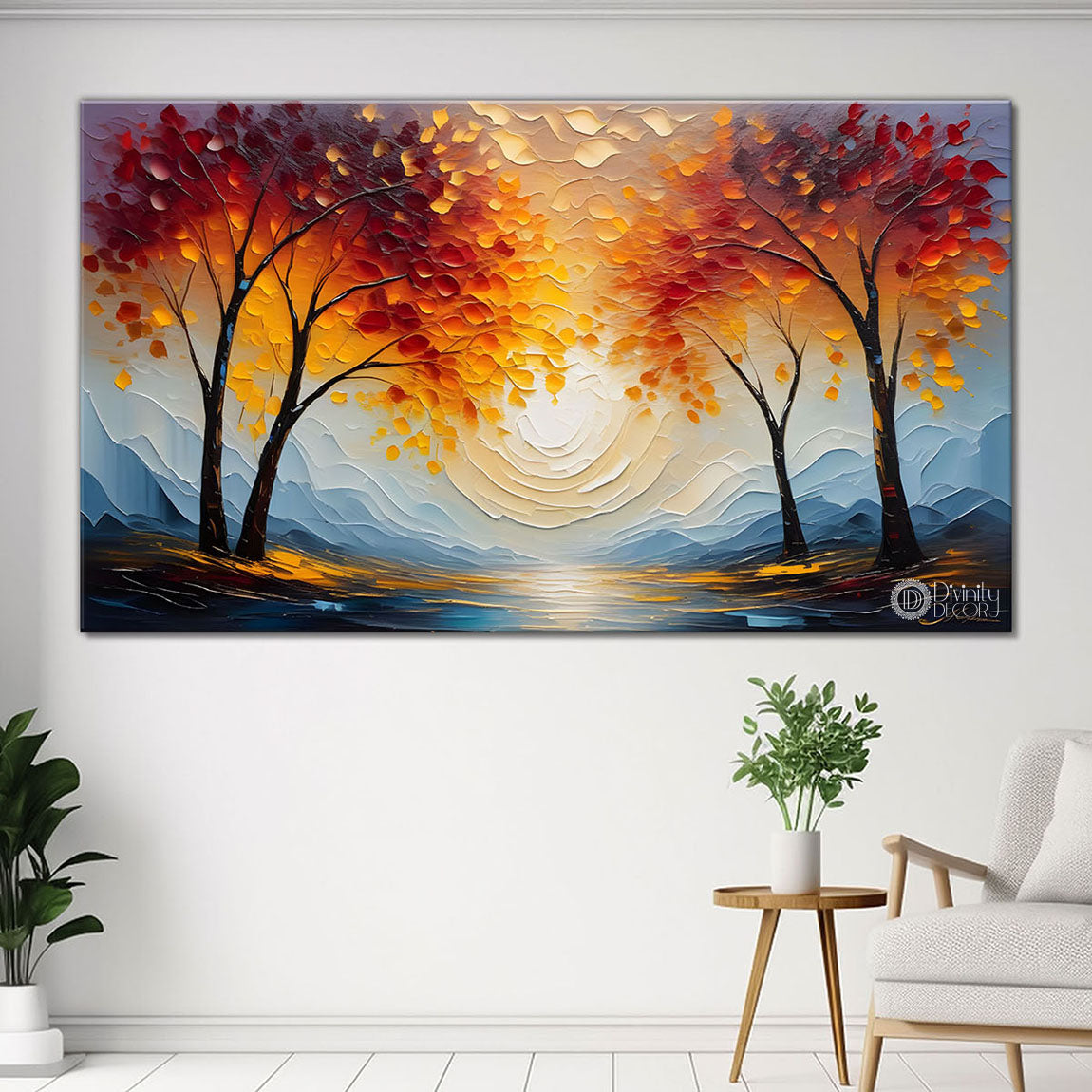 Orange trees textured painting Canvas Painting - Nature Art -448