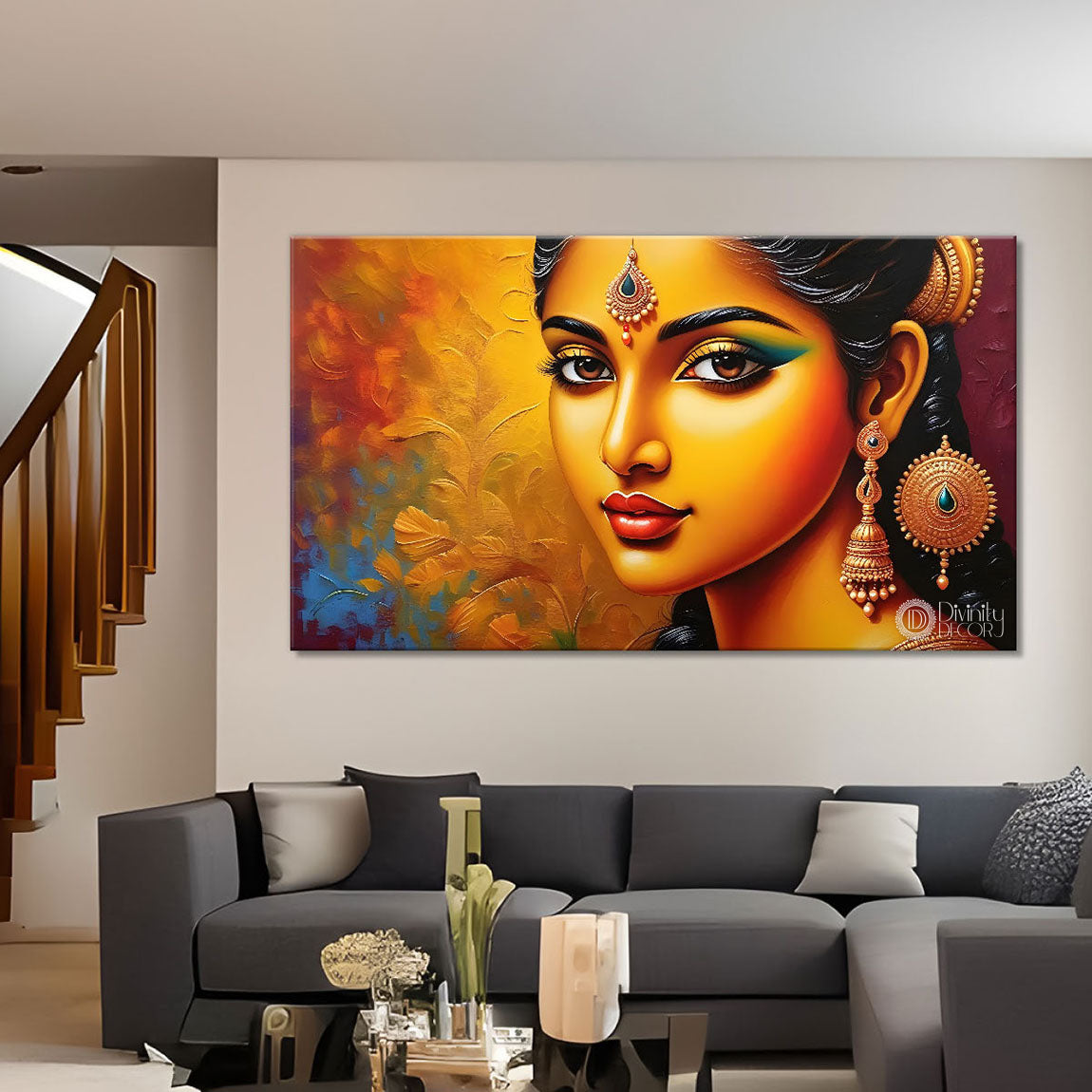 Tribal lady face modern art Canvas Painting - Design - Modern-L-448