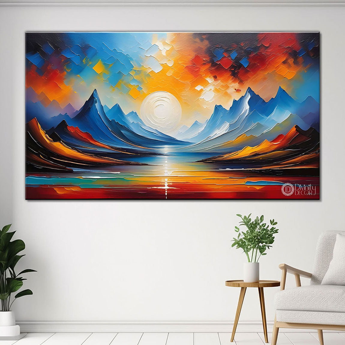 Mountains with sunset painting Canvas Painting - Nature Art -449