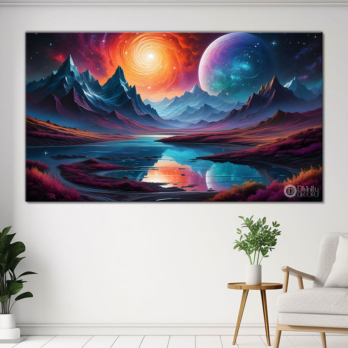 Mountains and the moon painting Canvas Painting - Nature Art -450