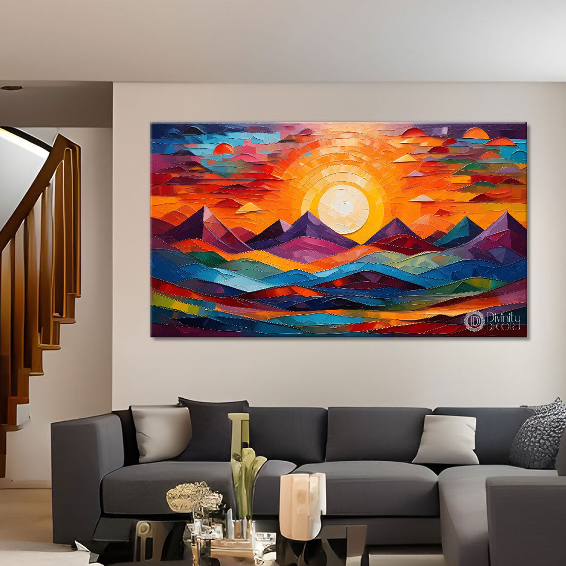 Mountains in texture modern art Canvas Painting - Design - Modern-L-450