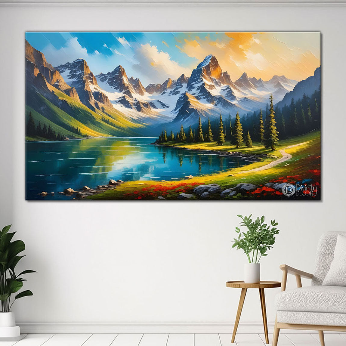 Mountains with greenery painting Canvas Painting - Nature Art -452