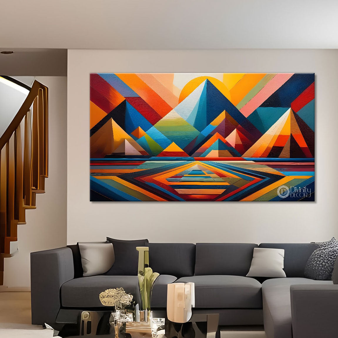 Mountains in texture modern art Canvas Painting - Design - Modern-L-453