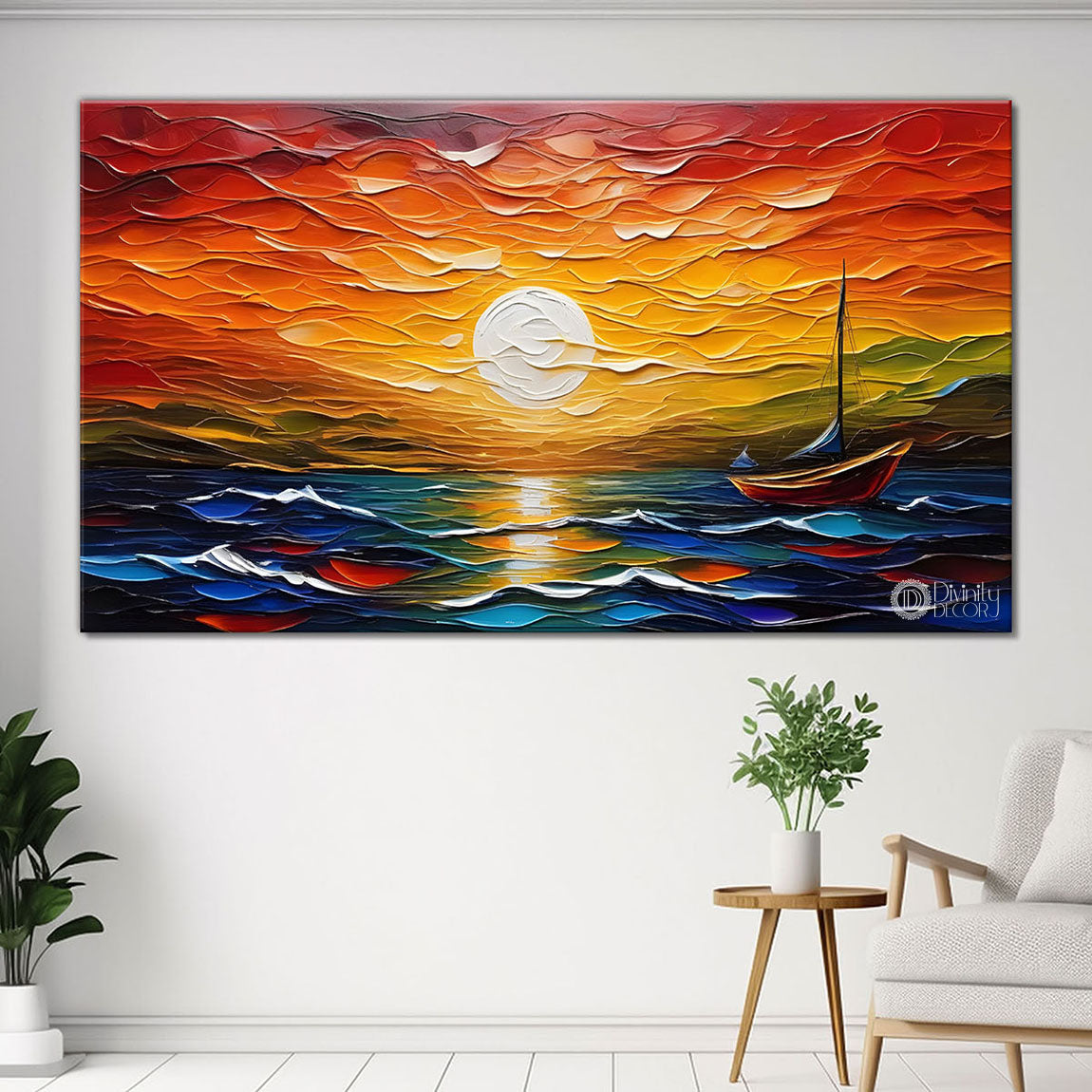 Sunrise textured painting Canvas Painting - Nature Art -455