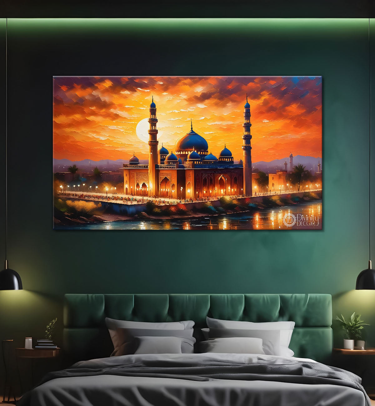 Islamic mosque with sunrise oil painting Canvas Painting - Islamic paintings - 45