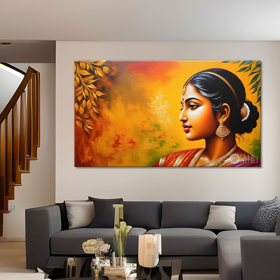 Tribal lady face modern art Canvas Painting - Design - Modern-L-460
