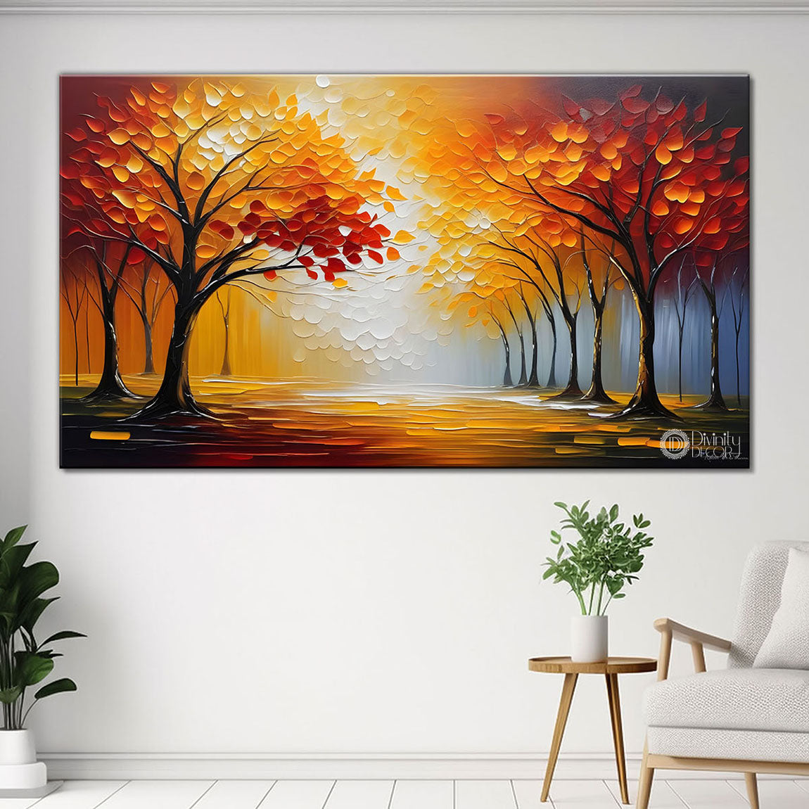 Orange trees textured painting Canvas Painting - Nature Art -462