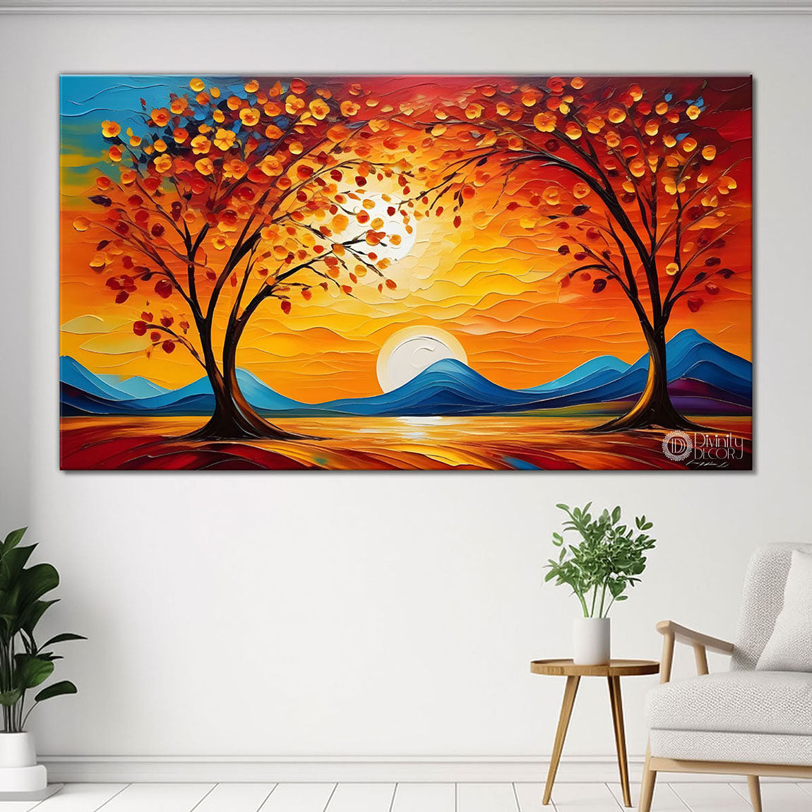 Orange trees textured painting Canvas Painting - Nature Art -463