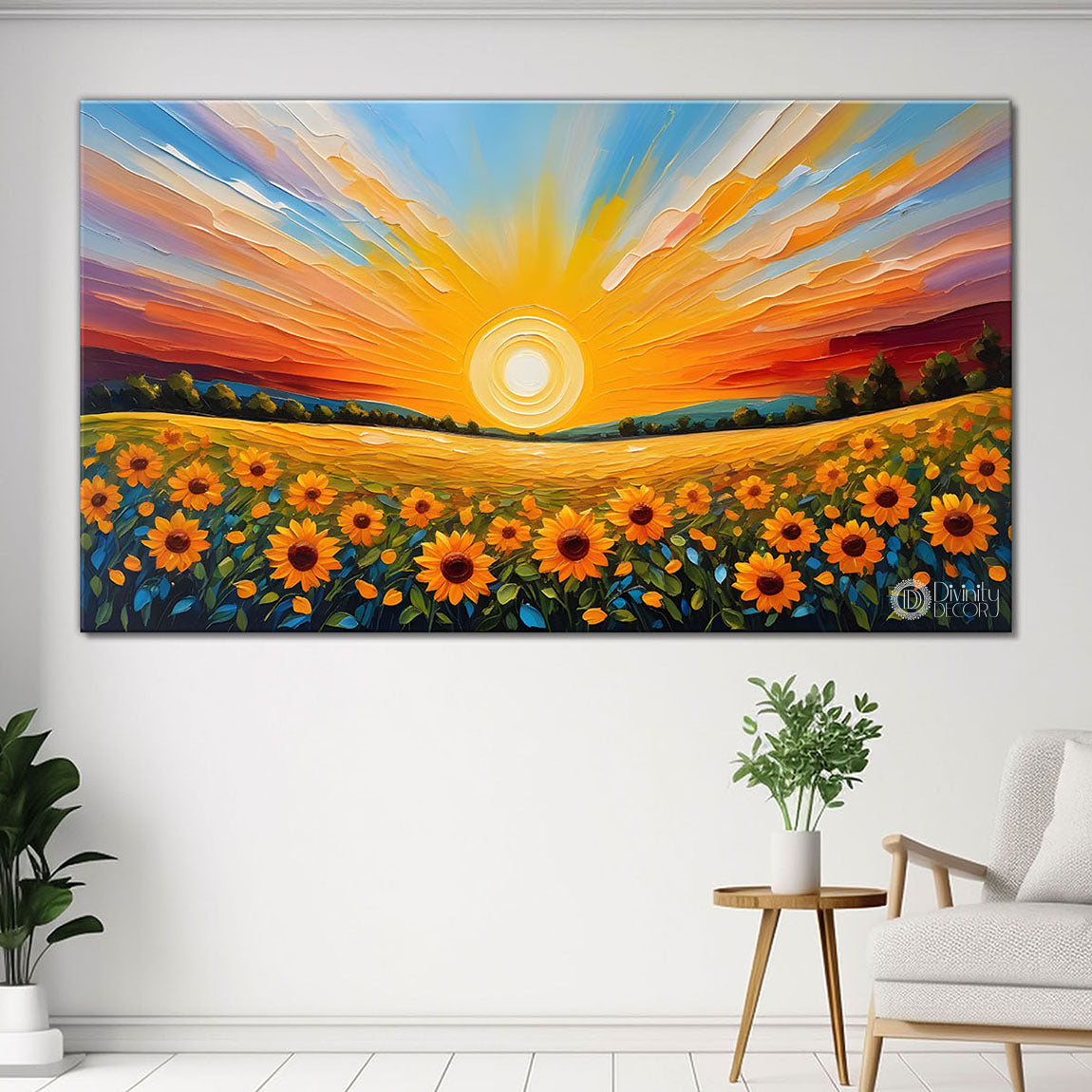 Sun and flowers painting painting Canvas Painting - Nature Art -472