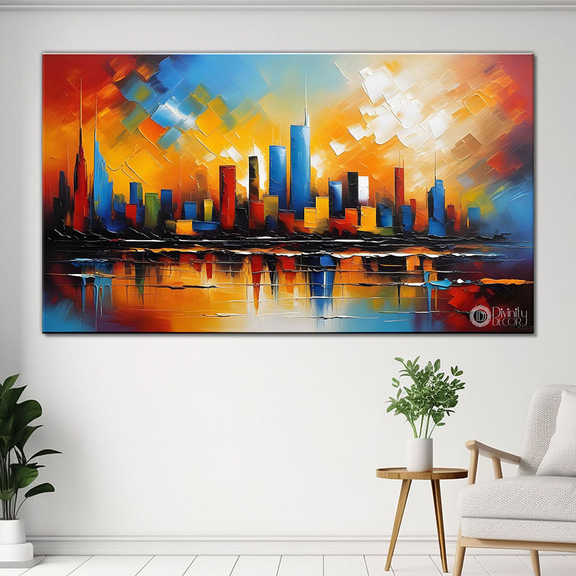 Colorful city textured painting Canvas Painting - Nature Art -474