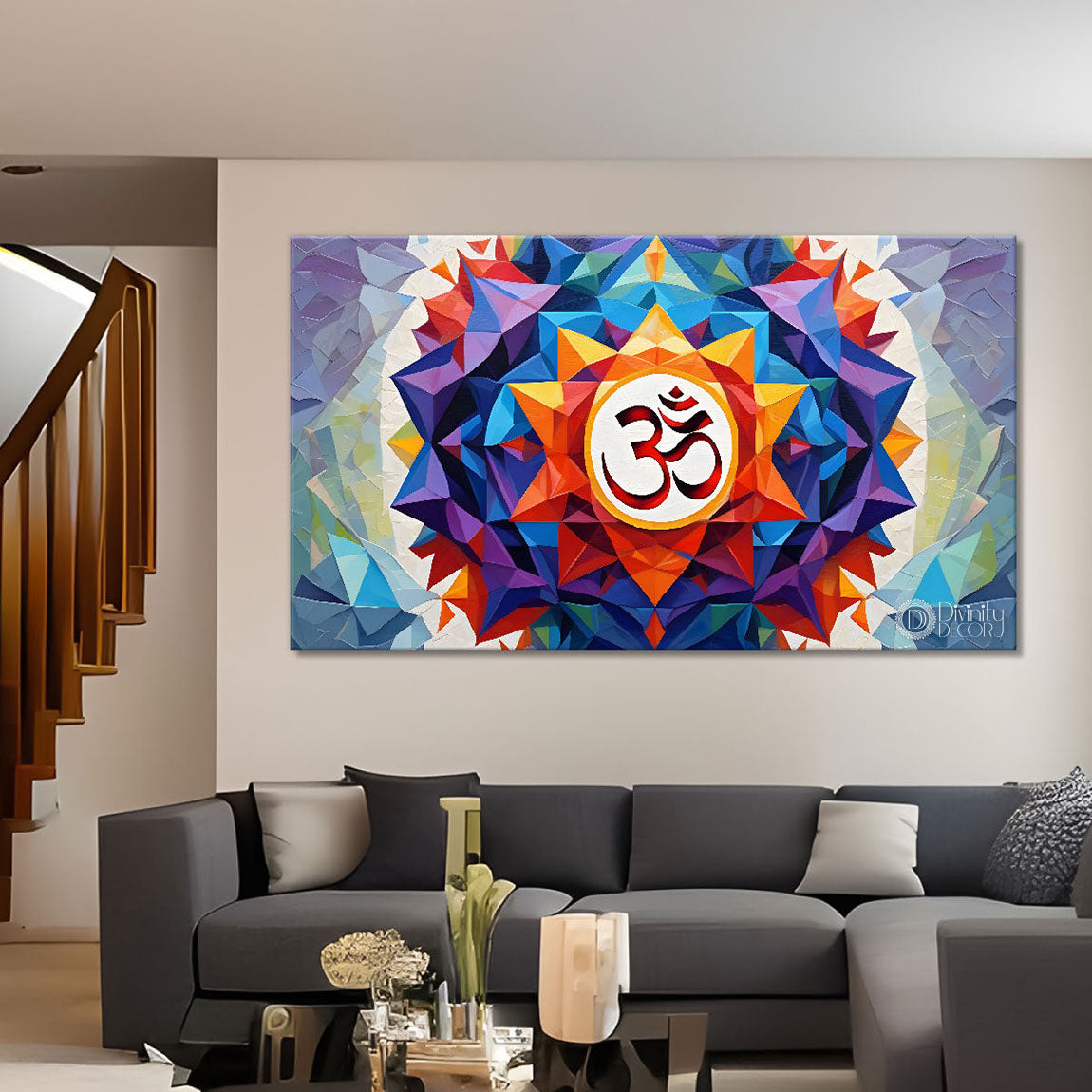 Colorful Textured om art Canvas Painting - Design - Modern-L-478