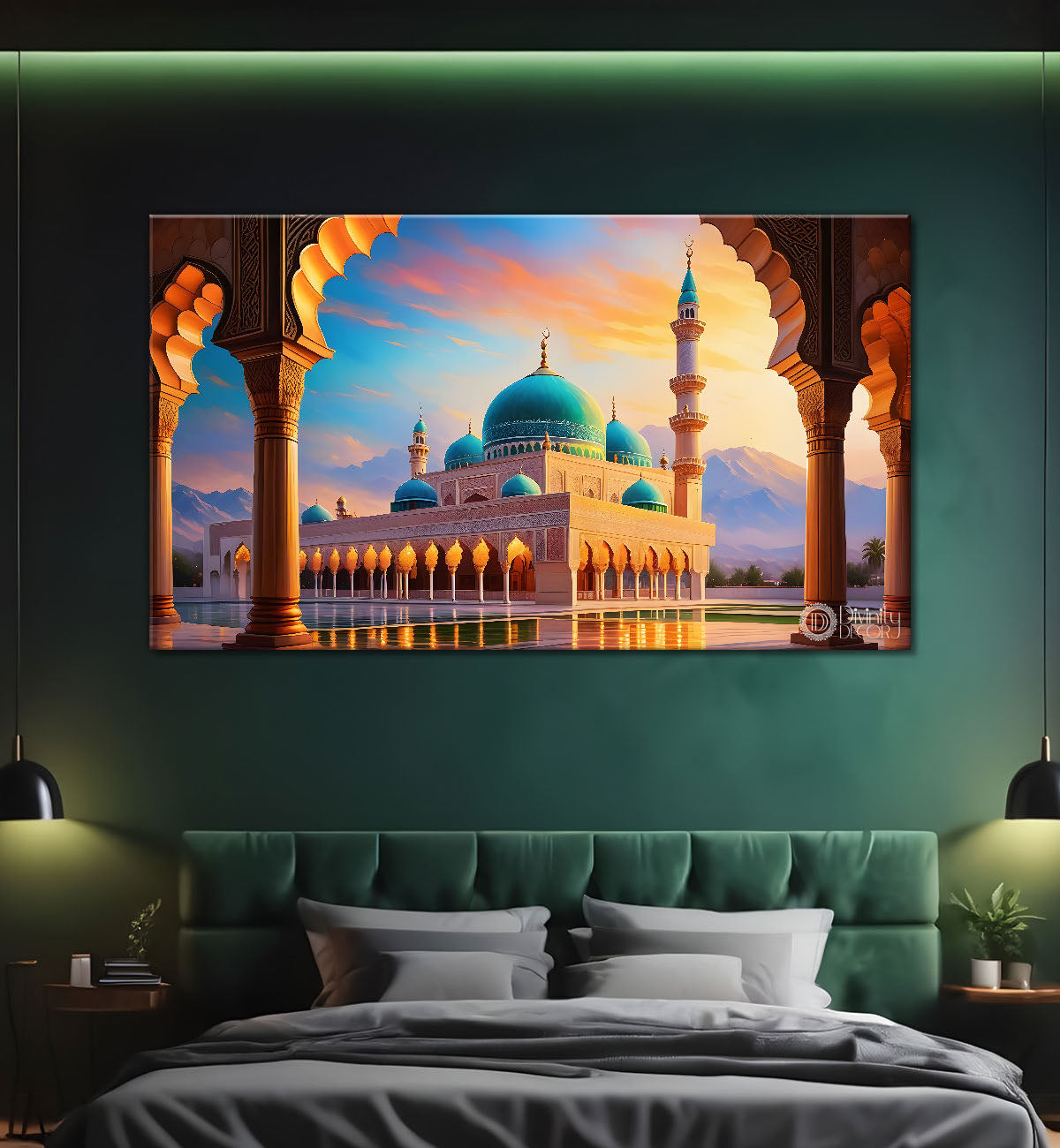 Islamic mosque with sunrise oil painting Canvas Painting - Islamic paintings - 47