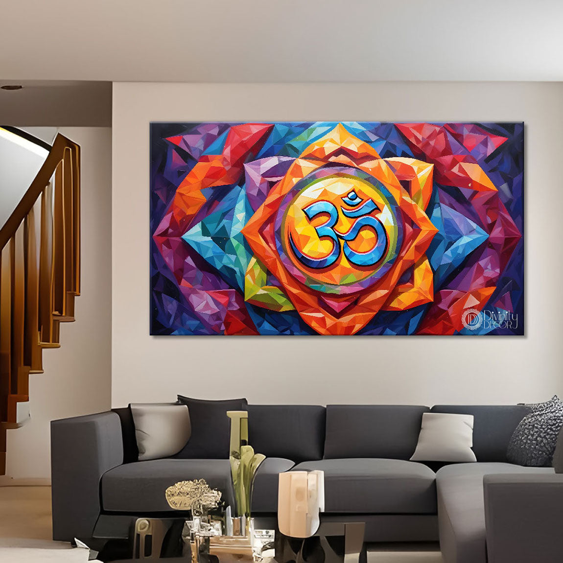 Colorful Textured om art Canvas Painting - Design - Modern-L-481