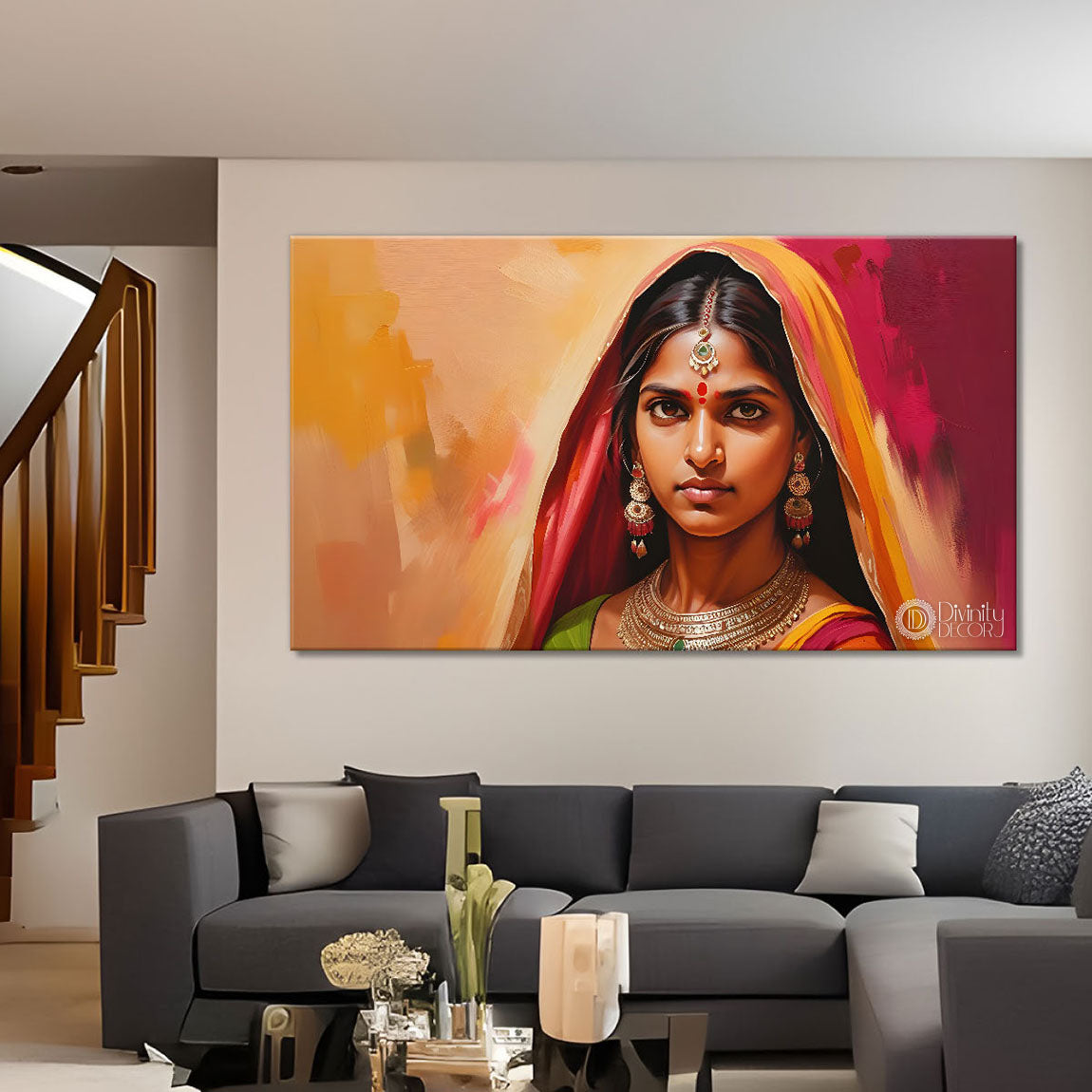 Beauty in brown lady textured modern art Canvas Painting - Design - Modern-L-484