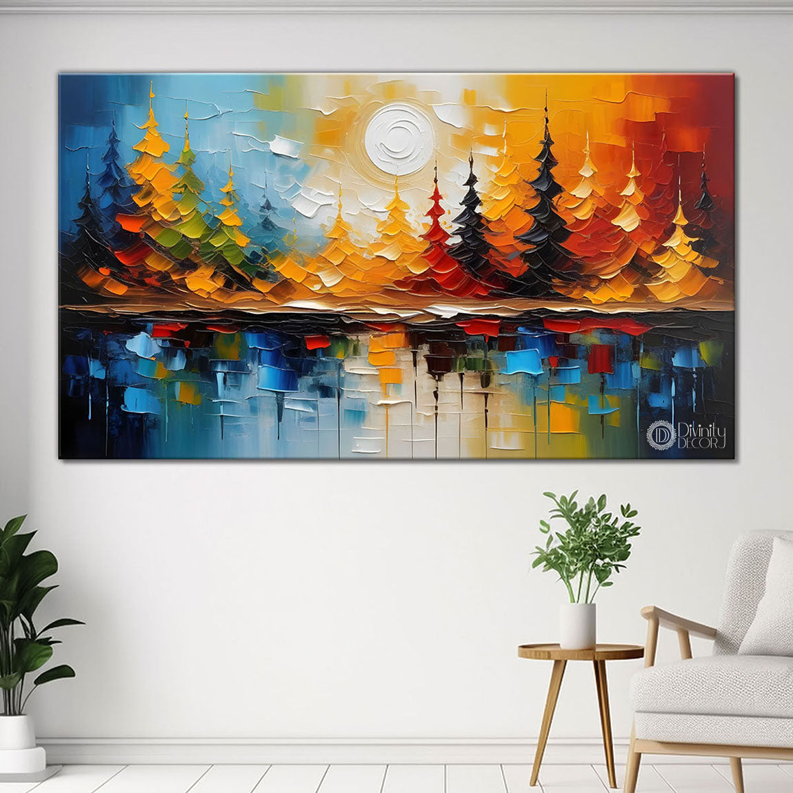 Colorful trees textured painting Canvas Painting - Nature Art -489