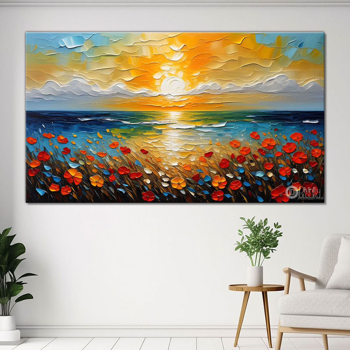 Colorful sunrise view textured painting Canvas Painting - Nature Art -491