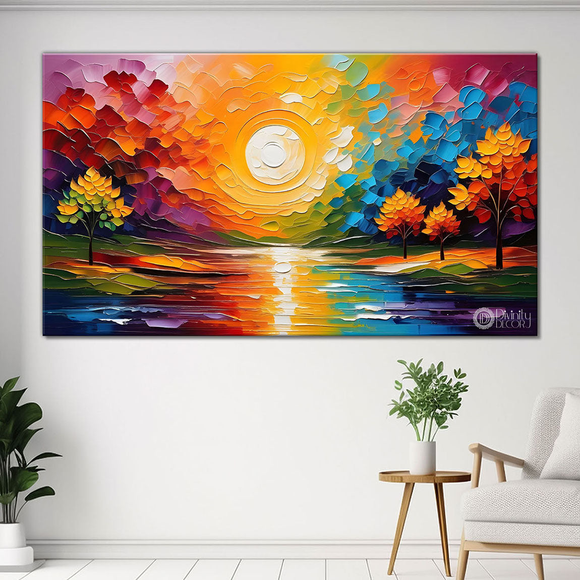 Mountains with colorful sky painting Canvas Painting - Nature Art -492