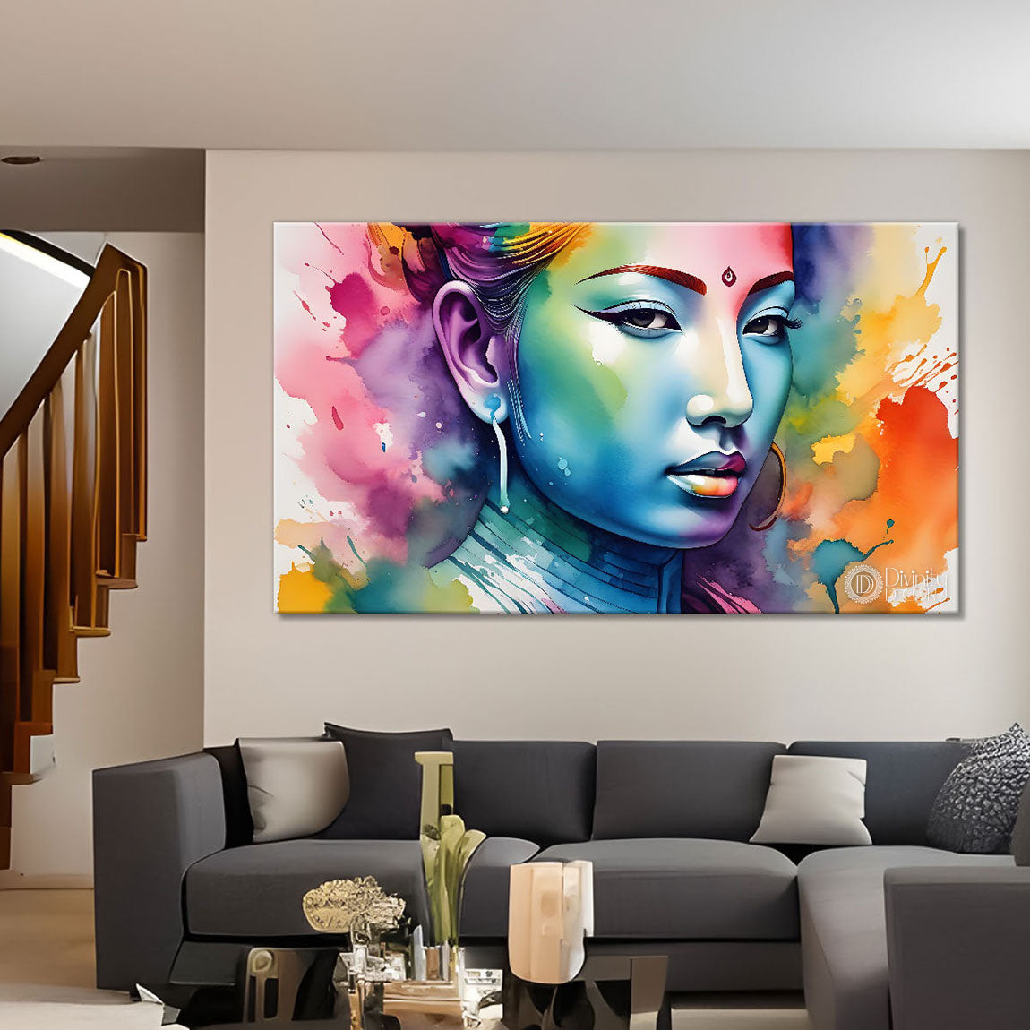 Tribal lady face modern art Canvas Painting - Design - Modern-L-494