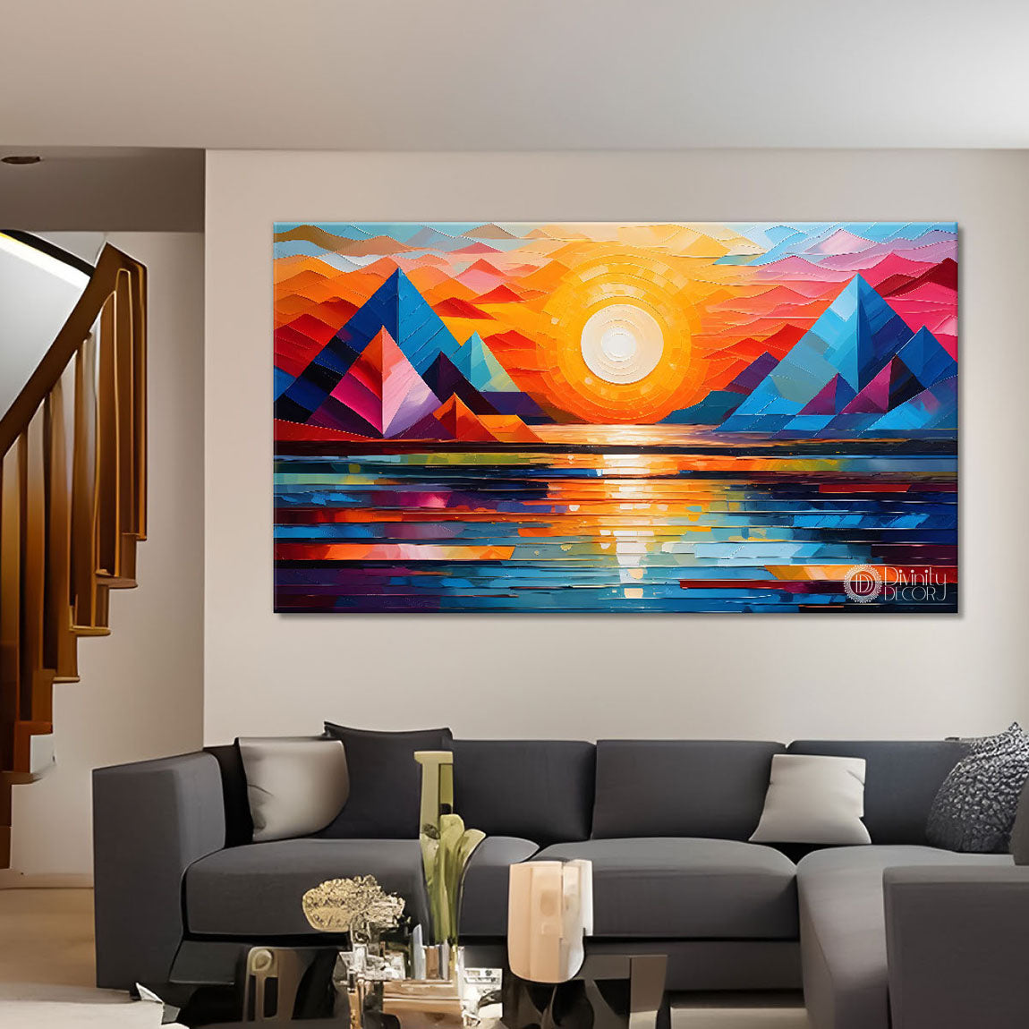 Mountains in texture modern art Canvas Painting - Design - Modern-L-495