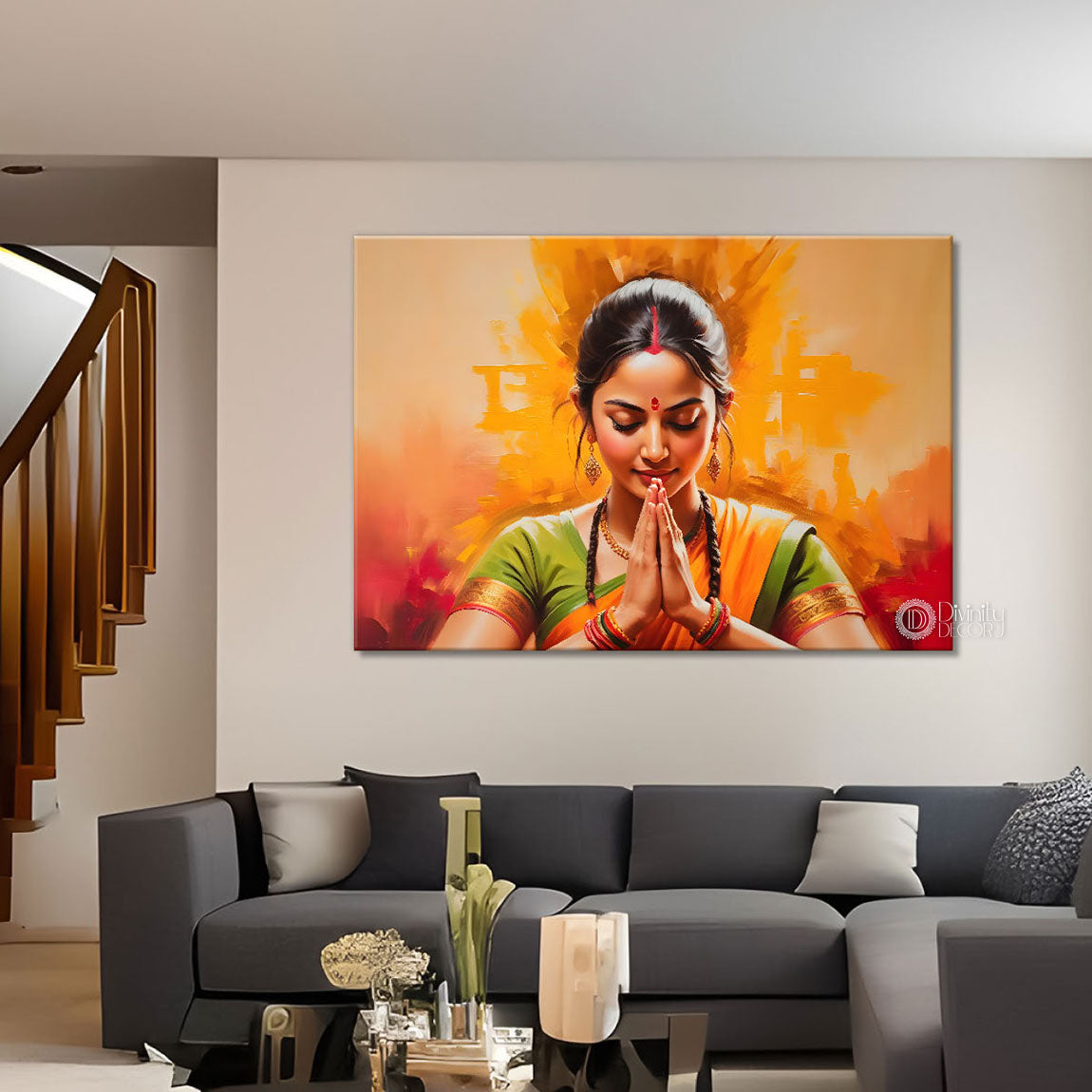 Beauty in brown lady textured modern art Canvas Painting - Design - Modern-L-496