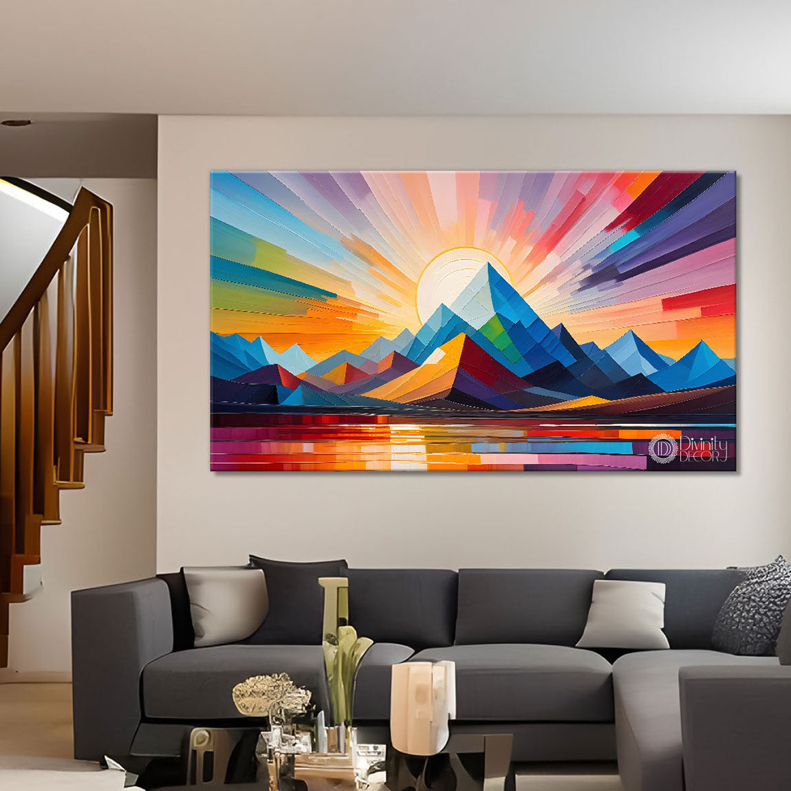 Mountains in texture modern art Canvas Painting - Design - Modern-L-499