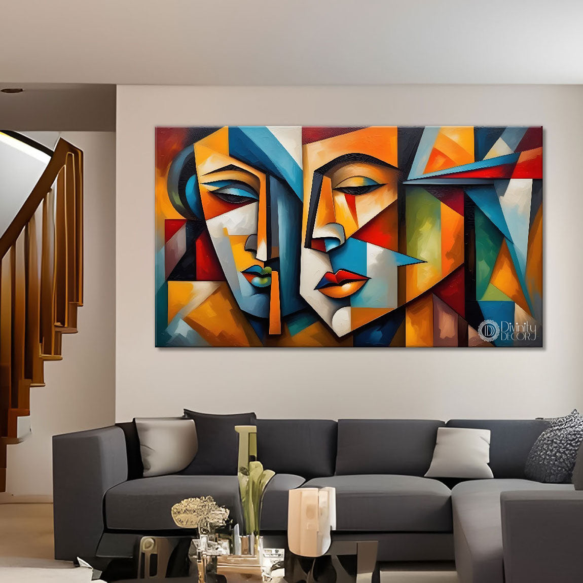 Multiple faces in textured modern art Canvas Painting - Design - Modern-L-500
