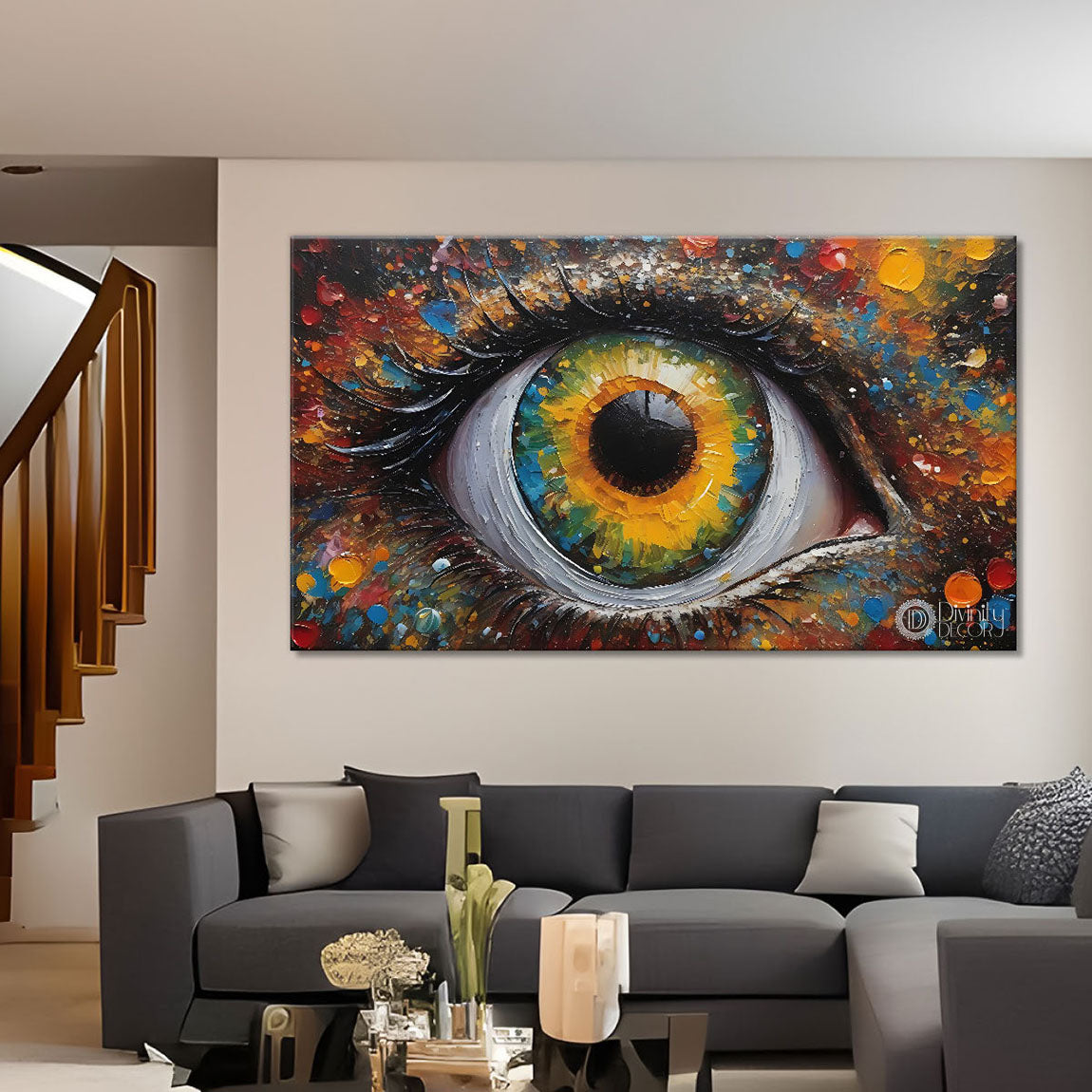 Eye in textured modern art Canvas Painting - Design - Modern-L-503