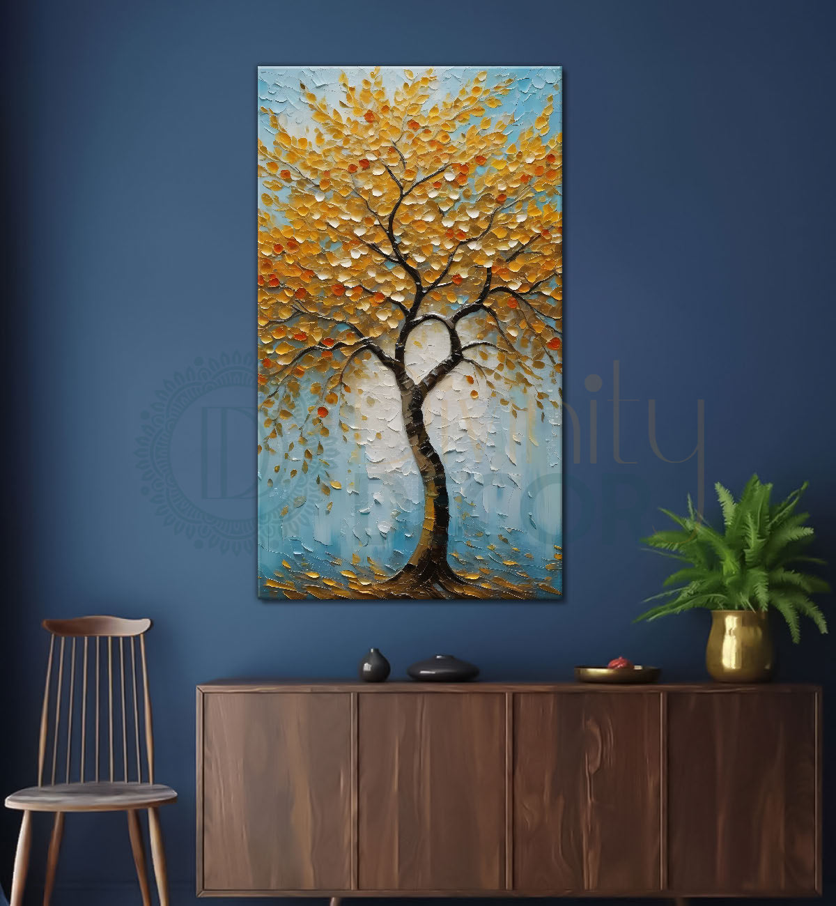 Orange tree in textured modern art Canvas painting - Tree-V-50