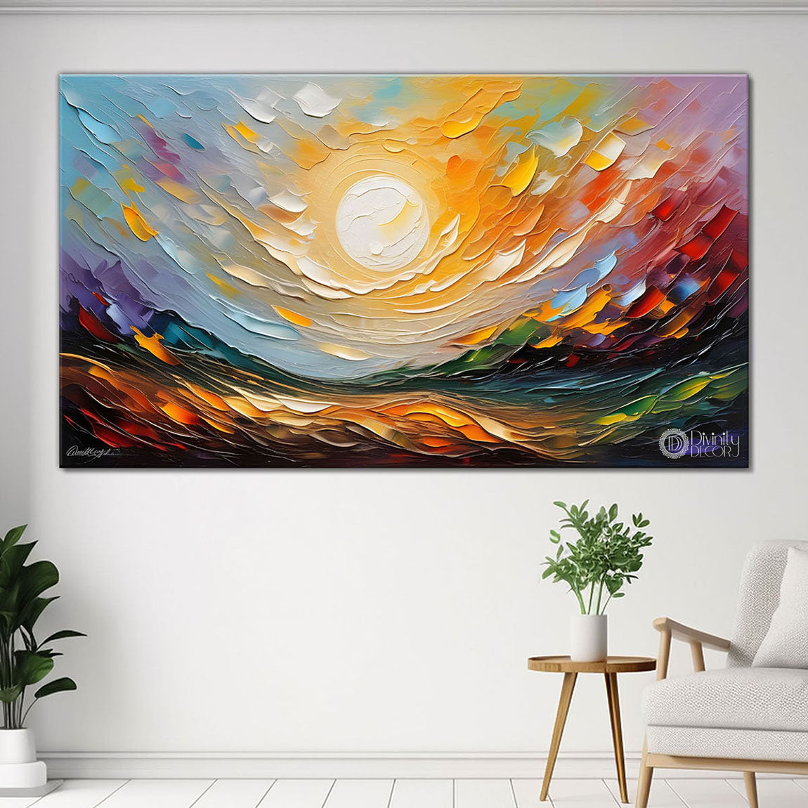 Sunrise in colorful painting Canvas Painting - Nature Art -511
