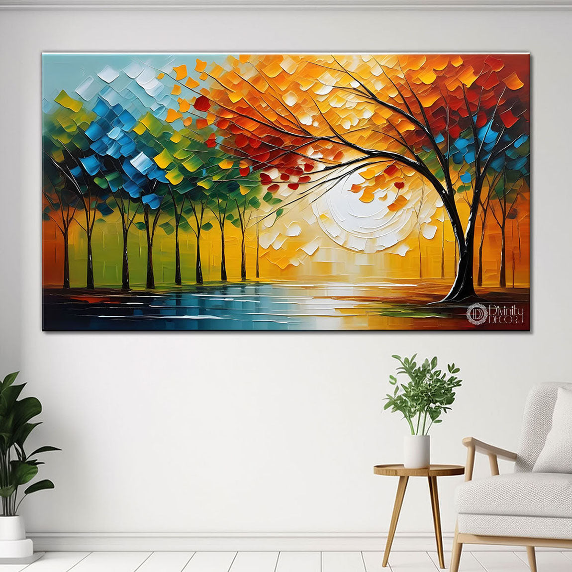 Colorful trees textured painting Canvas Painting - Nature Art -515