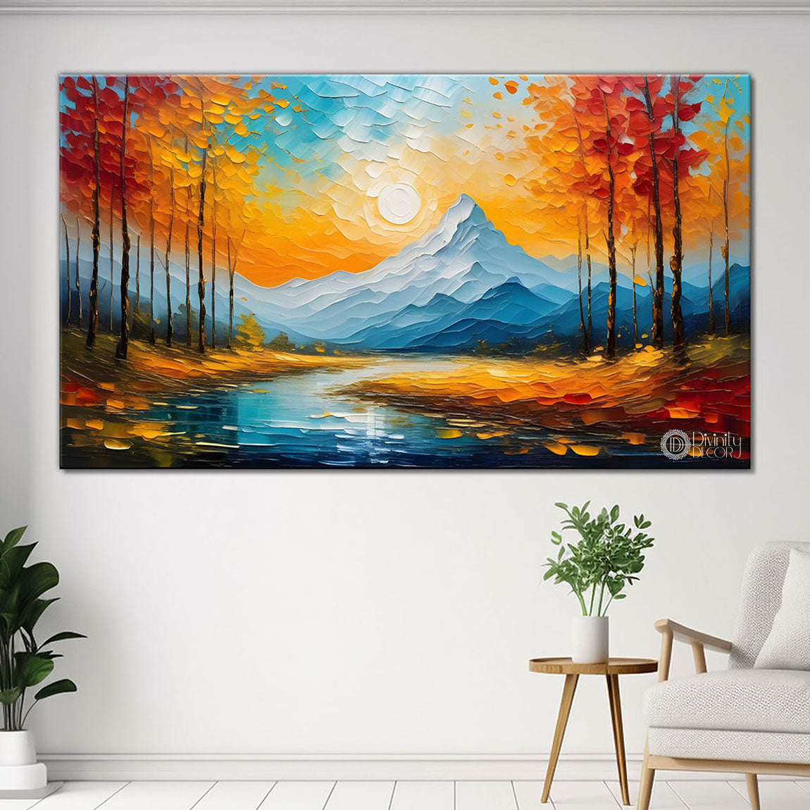 Mountains with colorful sky painting Canvas Painting - Nature Art -520