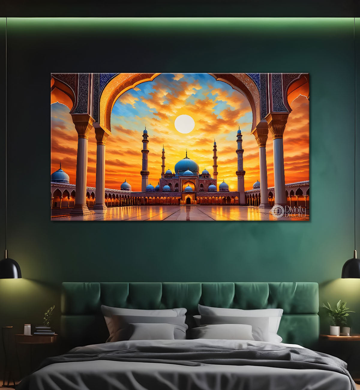Islamic mosque with sunrise oil painting Canvas Painting - Islamic paintings - 52