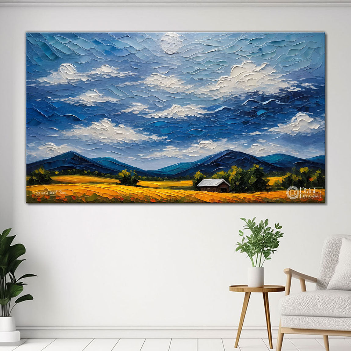 Mountains with land textured painting Canvas Painting - Nature Art -532