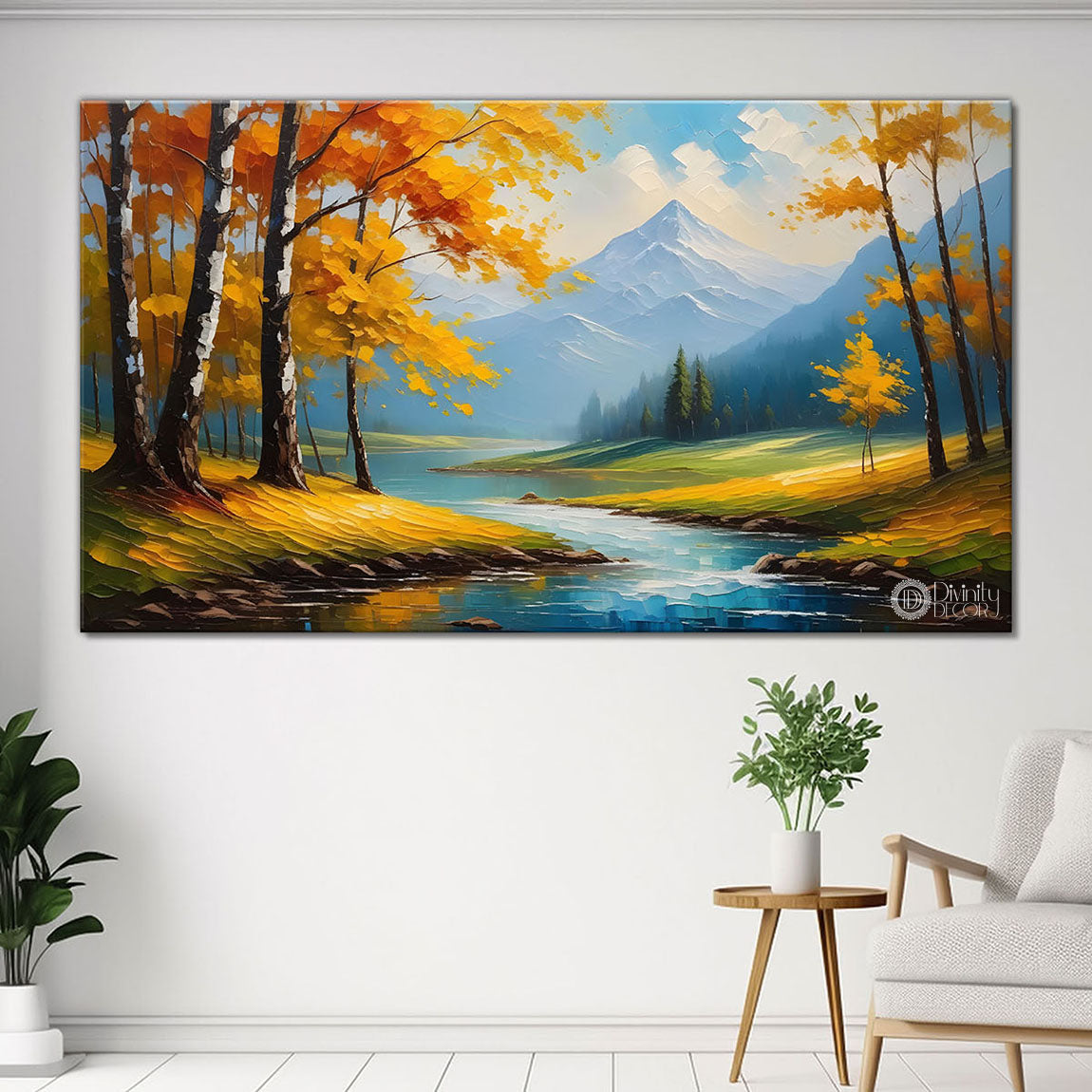Mountains with land textured painting Canvas Painting - Nature Art -533