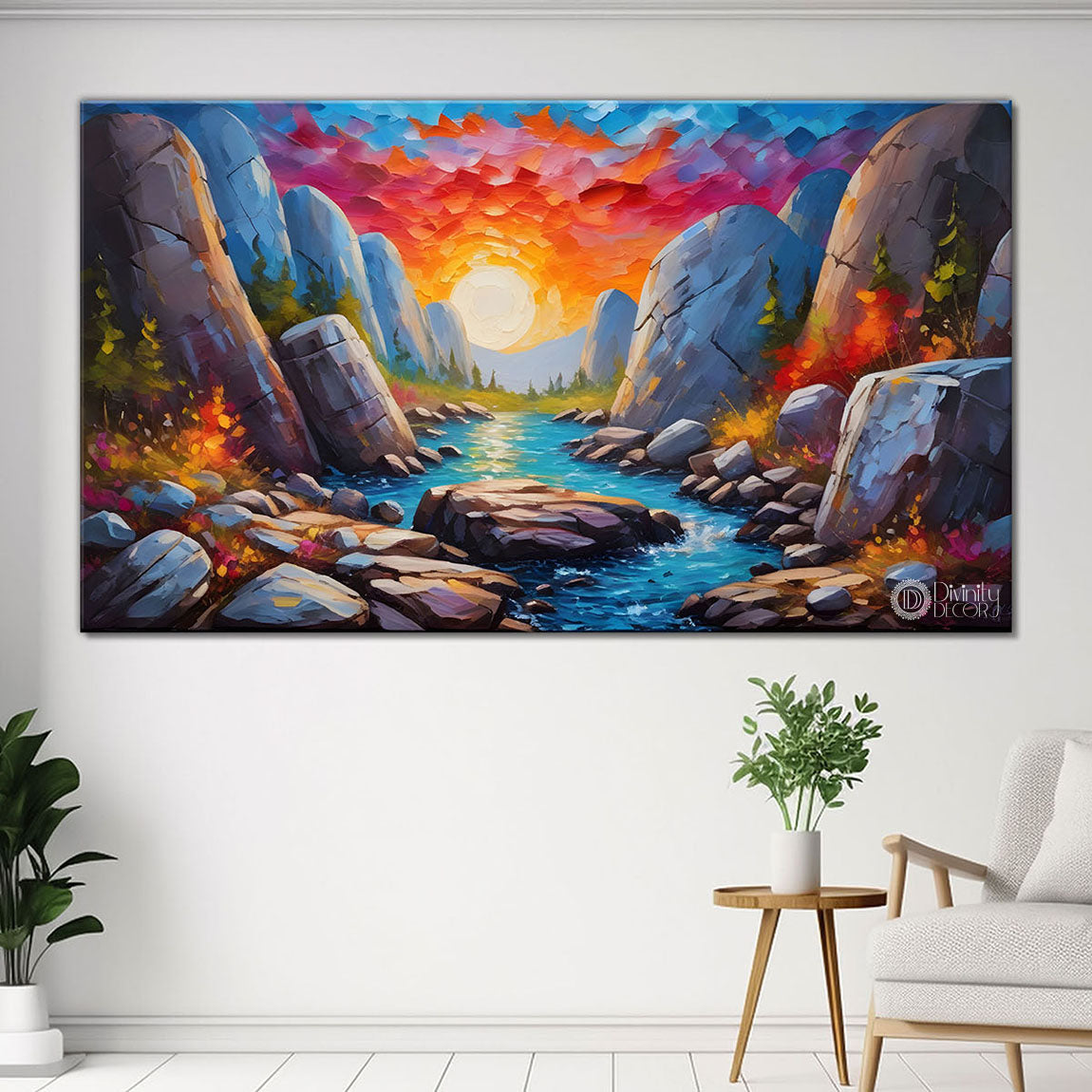 Colorful mountains textured painting Canvas Painting - Nature Art -534