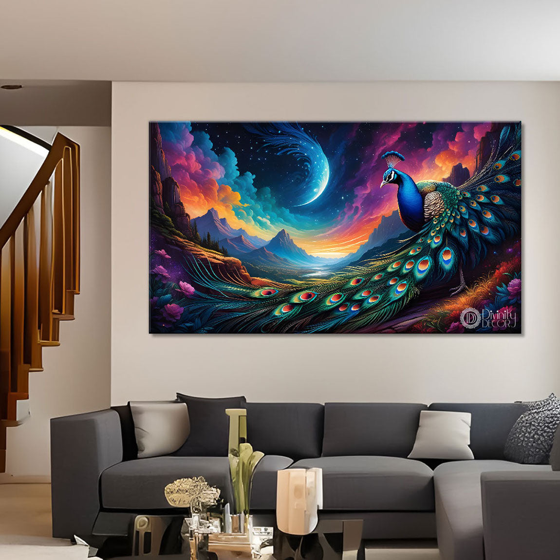 Peacock beautiful scenery modern art Canvas Painting - Design - Peacock-53