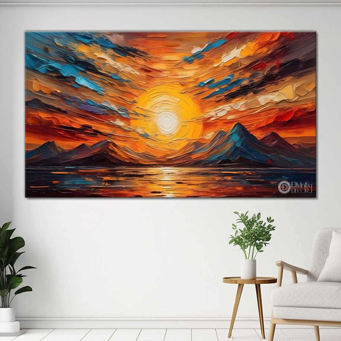 Mountains and sunset painting Canvas Painting - Nature Art -540