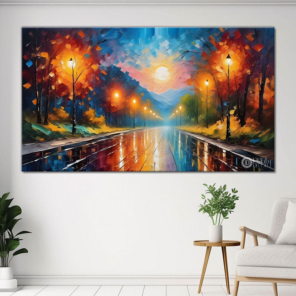 Orange tree with lamps painting Canvas Painting - Nature Art -541