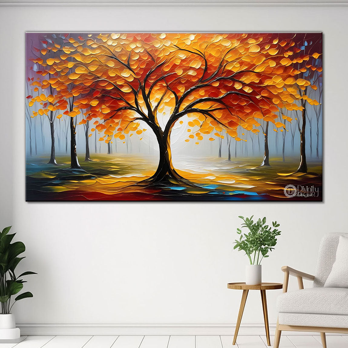 Orange trees textured painting Canvas Painting - Nature Art -545