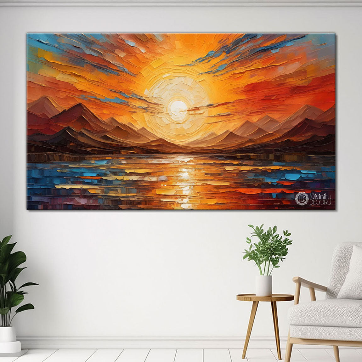 Sunrise view textured painting Canvas Painting - Nature Art -548
