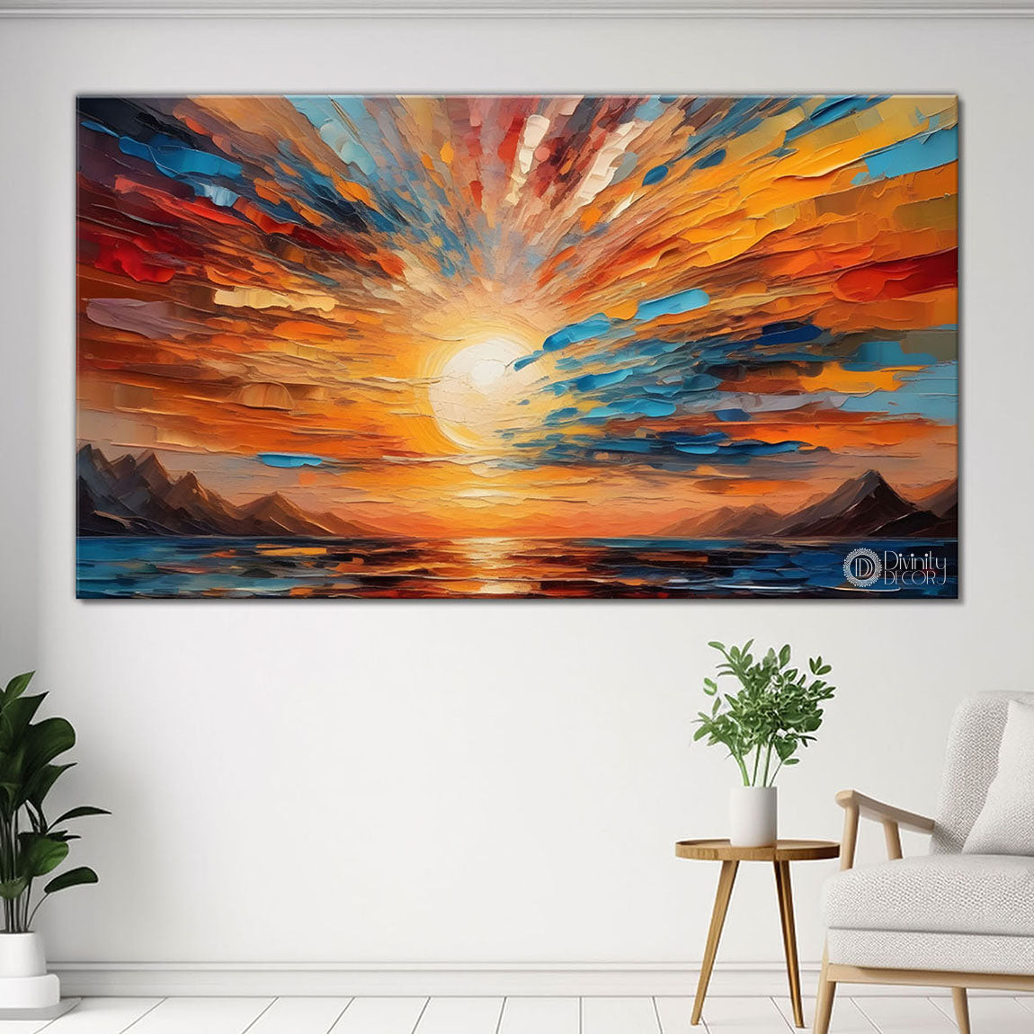 Sunrise view textured painting Canvas Painting - Nature Art -555
