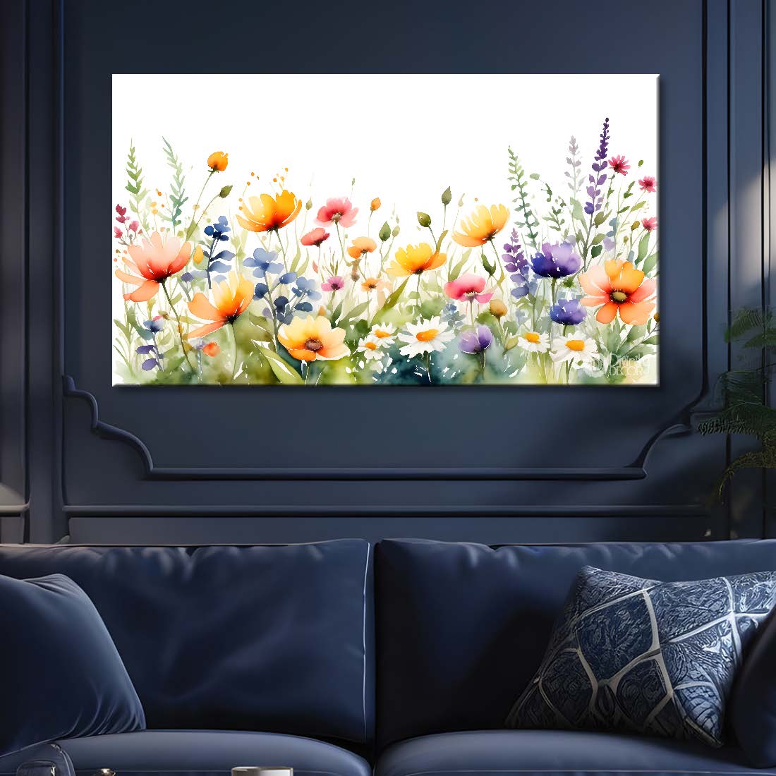 Yellow flowers with white background canvas painting- Flower-556