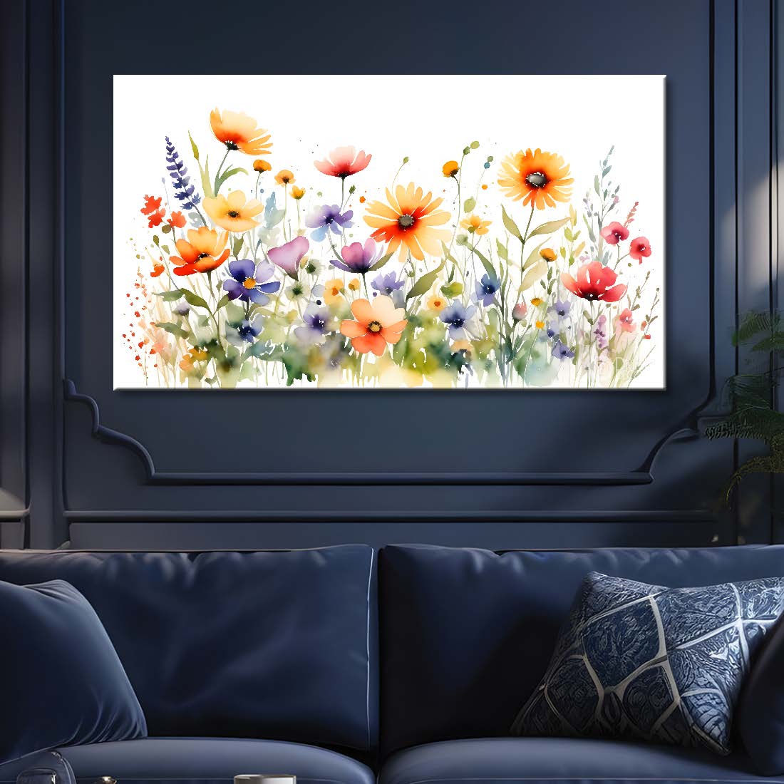 Yellow flowers with white background canvas painting- Flower-557