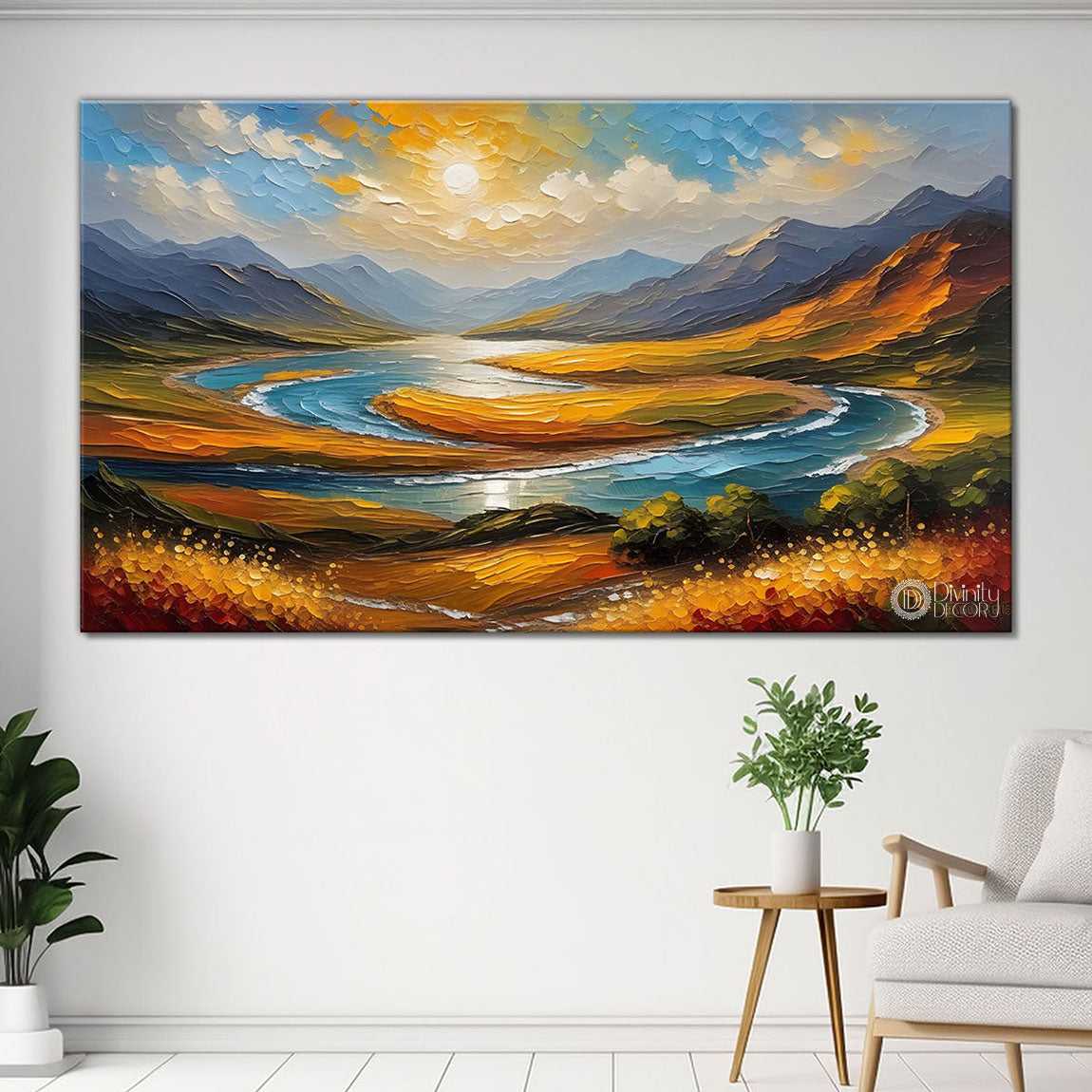 Mountains with sunrise painting Canvas Painting - Nature Art -557