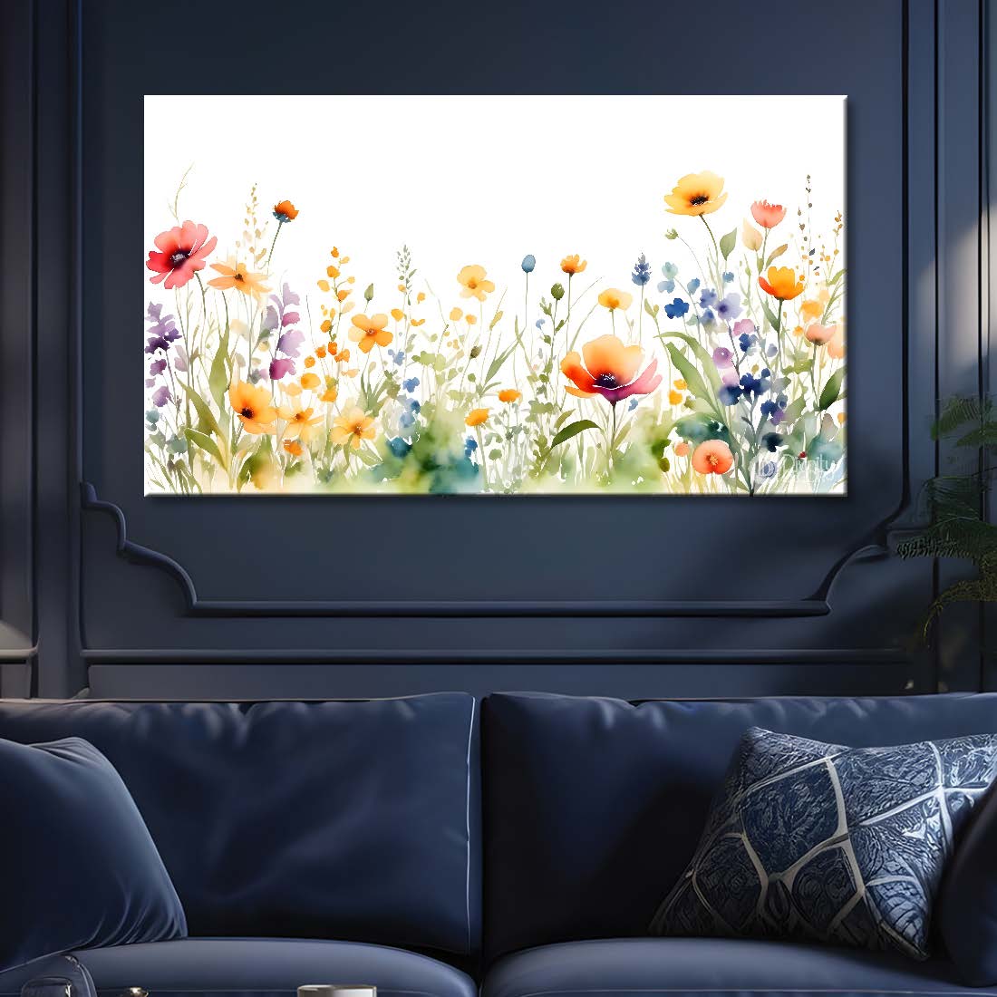 Yellow flowers with white background canvas painting- Flower-558